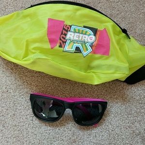 80's Style Neon Fanny Pack & Sunglasses